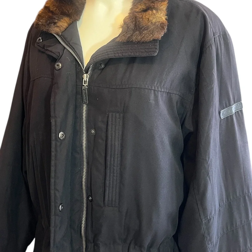 Ralph‎ Lauren Women's Black Faux Fur Trim Parka Jacket Authentic Size M